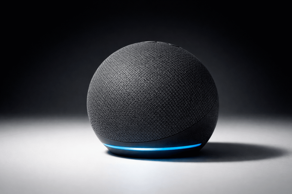 Echo Dot 5ª geração com Alexa em ambiente de casa inteligente moderna