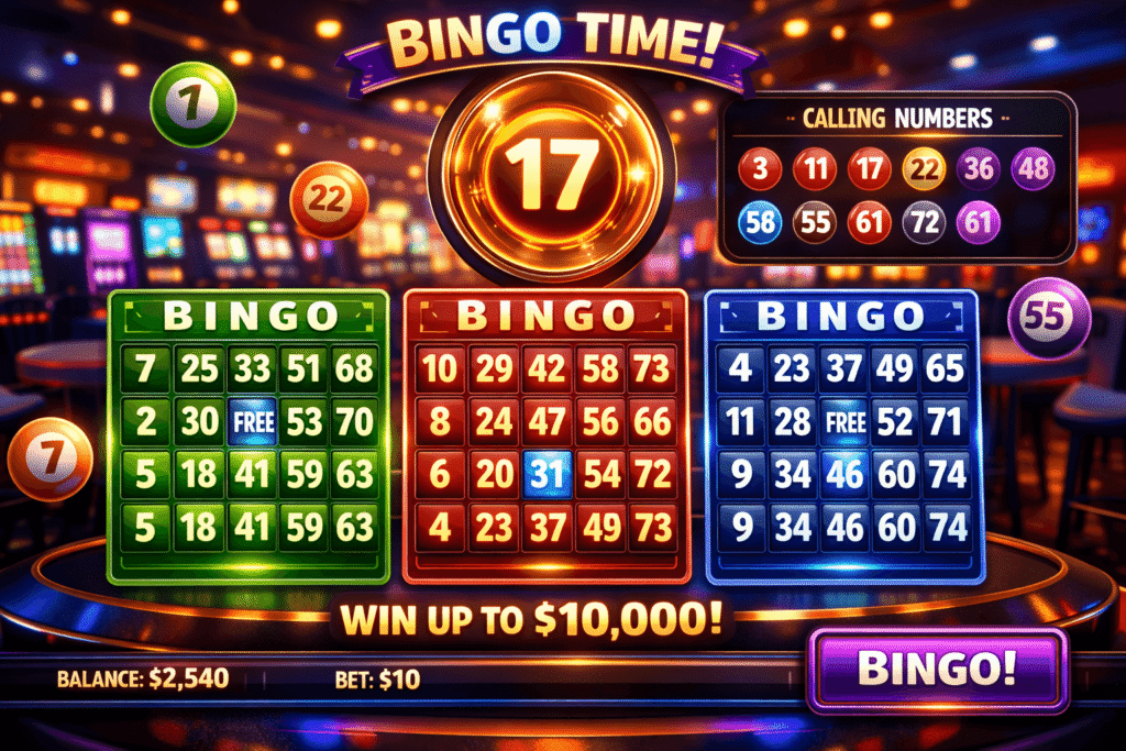 cartelas de bingo digital em cassino online moderno