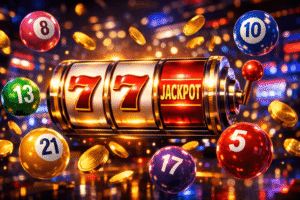 cassino online com máquinas de slots e bolas de bingo numeradas