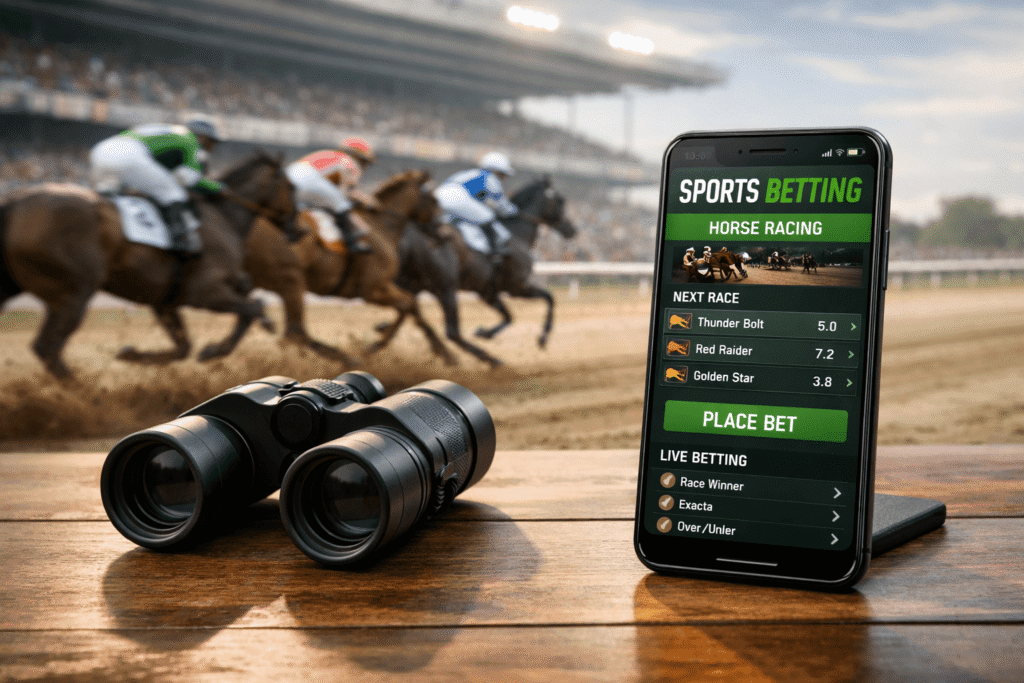 orrida de cavalos em pista representando diferentes tipos de apostas esportivas