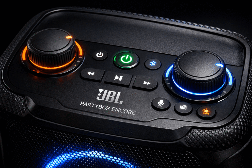 Painel de controle da JBL PartyBox Encore