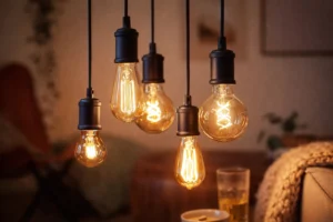 lâmpada retrô inteligente com luz quente ambiente elegante iluminação decorativa wifi